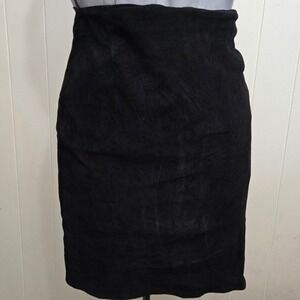Vintage Positano Pelle Black Suede Leather Pencil Skirt Women's Sz 4 Made in USA
